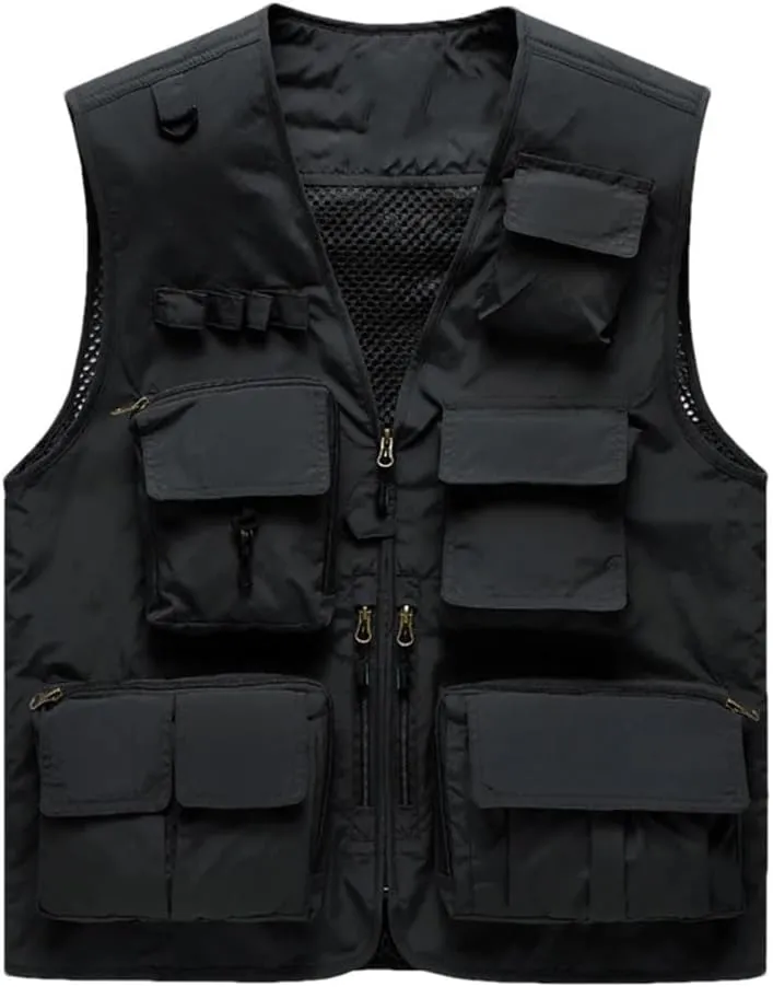 Men's Outdoor Casual Vest Multi-Pocket Breathable Sports Coat Fishing Work Safari Travel Vests