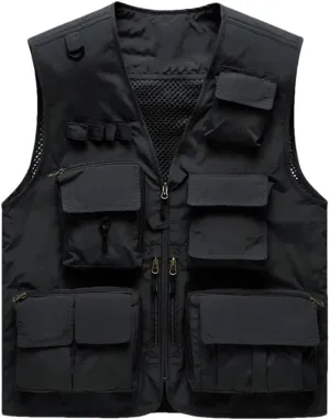 Men's Outdoor Casual Vest Multi-Pocket Breathable Sports Coat Fishing Work Safari Travel Vests