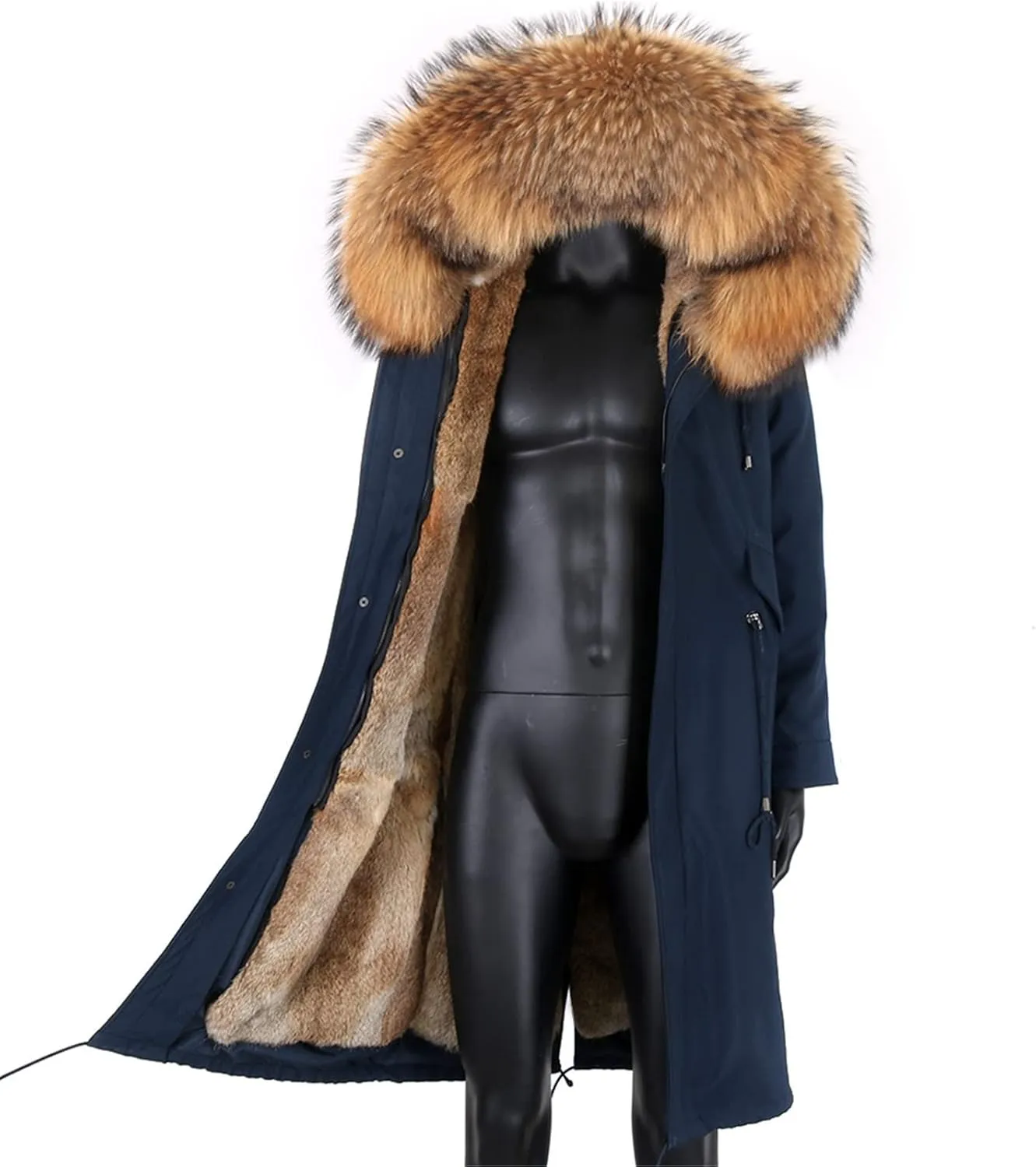 Men's Parka Winter Jacket Long Trench Coat Thickened Warm Hooded Jacket Streetwear