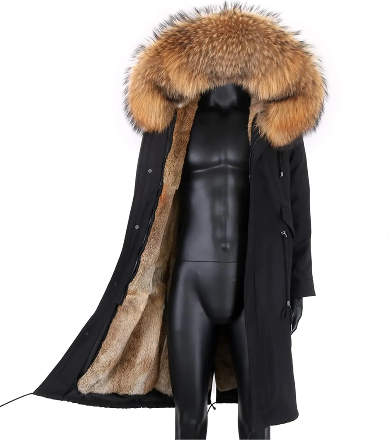 Men's Parka Winter Jacket Long Trench Coat Thickened Warm Hooded Jacket Streetwear