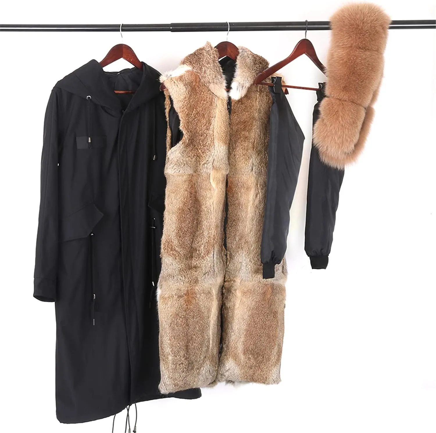 Men's Parka Winter Jacket Long Trench Coat Thickened Warm Hooded Jacket Streetwear