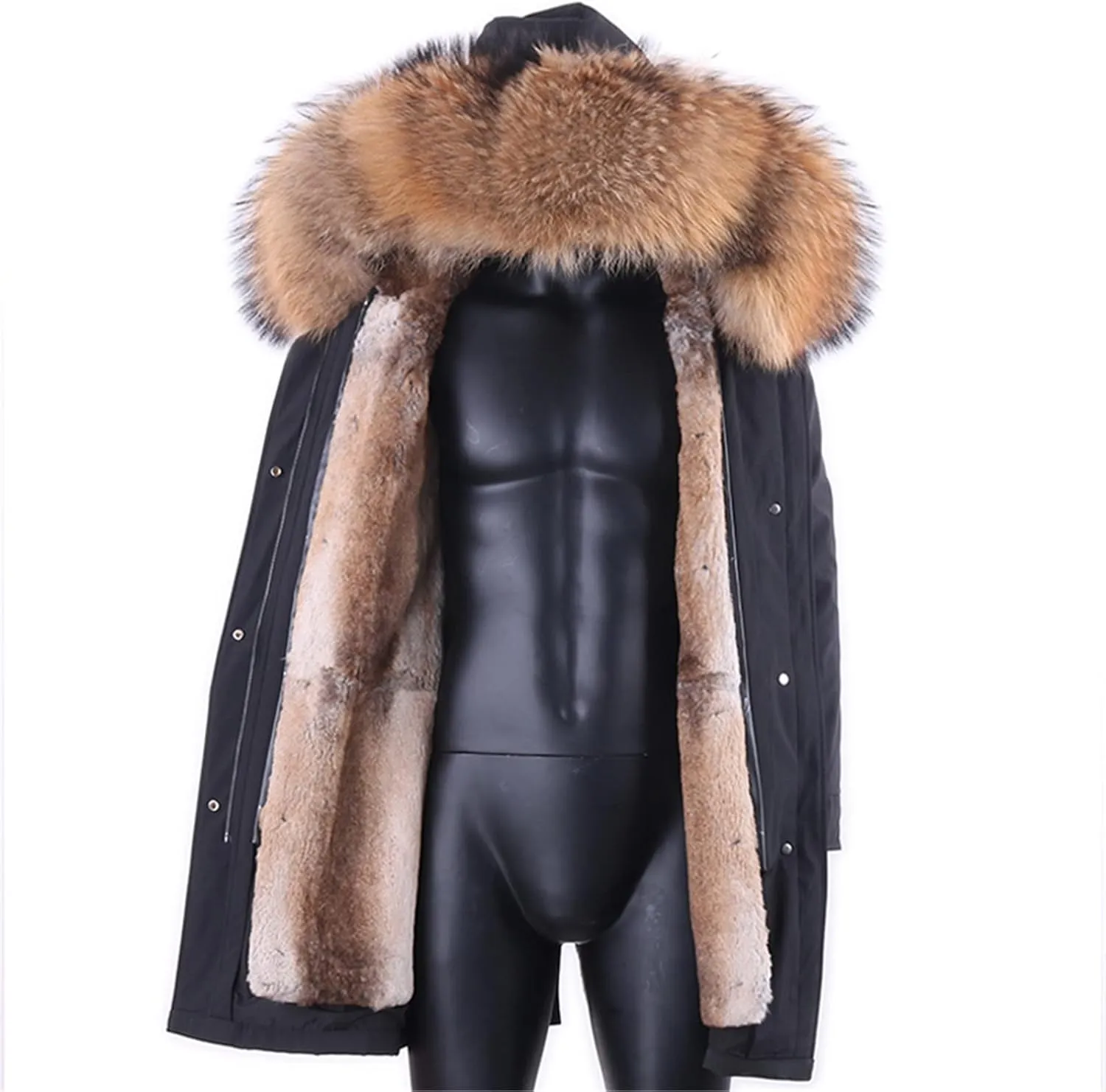 Men's Parka Winter Jacket Long Trench Coat Thickened Warm Hooded Jacket Streetwear