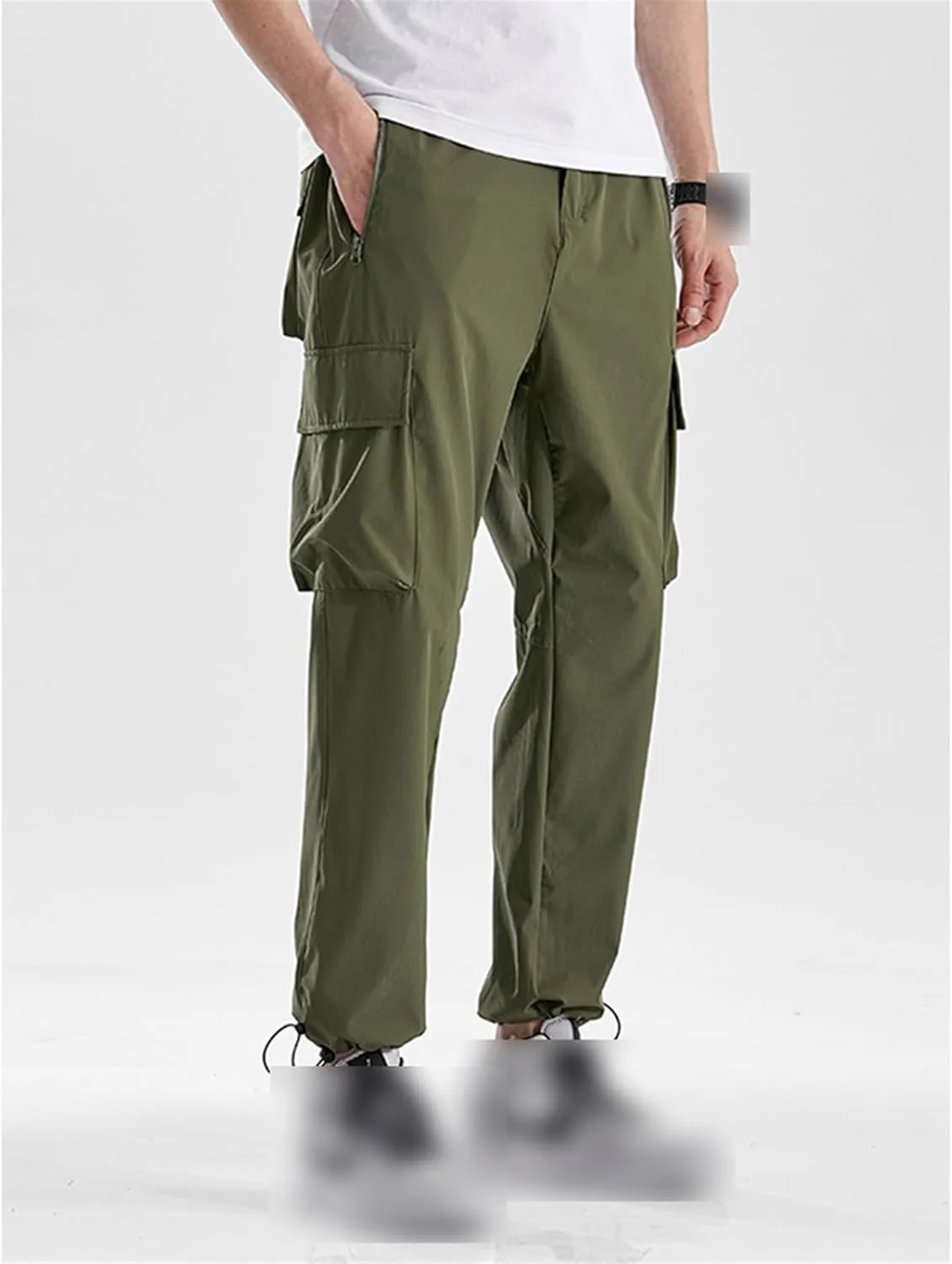 Men's Quick Dry Cargo Pants Plus Size Multi-Pockets Loose Sweatpants Work Joggers Casual Straight Long Trousers Male
