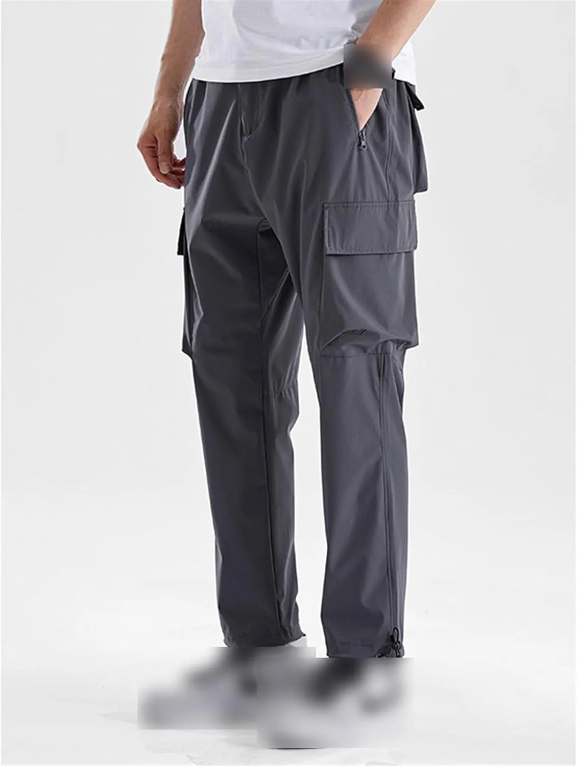 Men's Quick Dry Cargo Pants Plus Size Multi-Pockets Loose Sweatpants Work Joggers Casual Straight Long Trousers Male