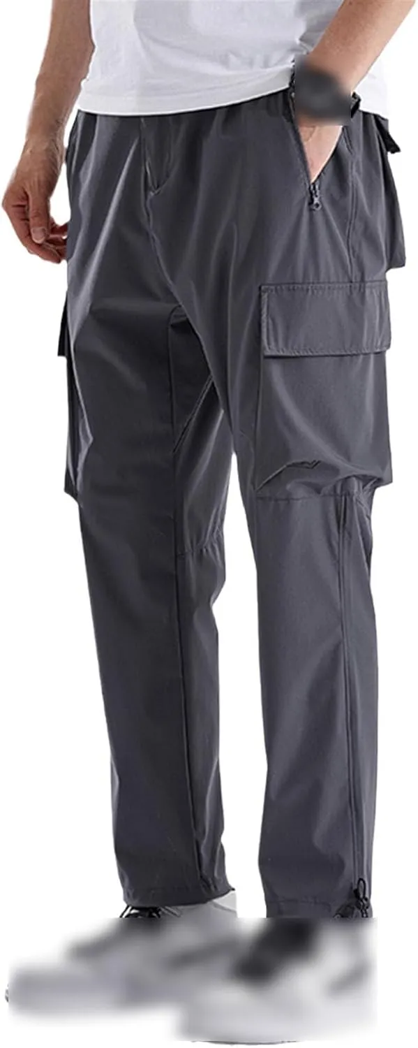 Men's Quick Dry Cargo Pants Plus Size Multi-Pockets Loose Sweatpants Work Joggers Casual Straight Long Trousers Male
