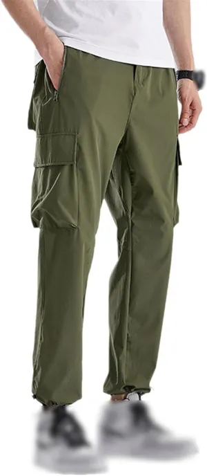 Men's Quick Dry Cargo Pants Plus Size Multi-Pockets Loose Sweatpants Work Joggers Casual Straight Long Trousers Male