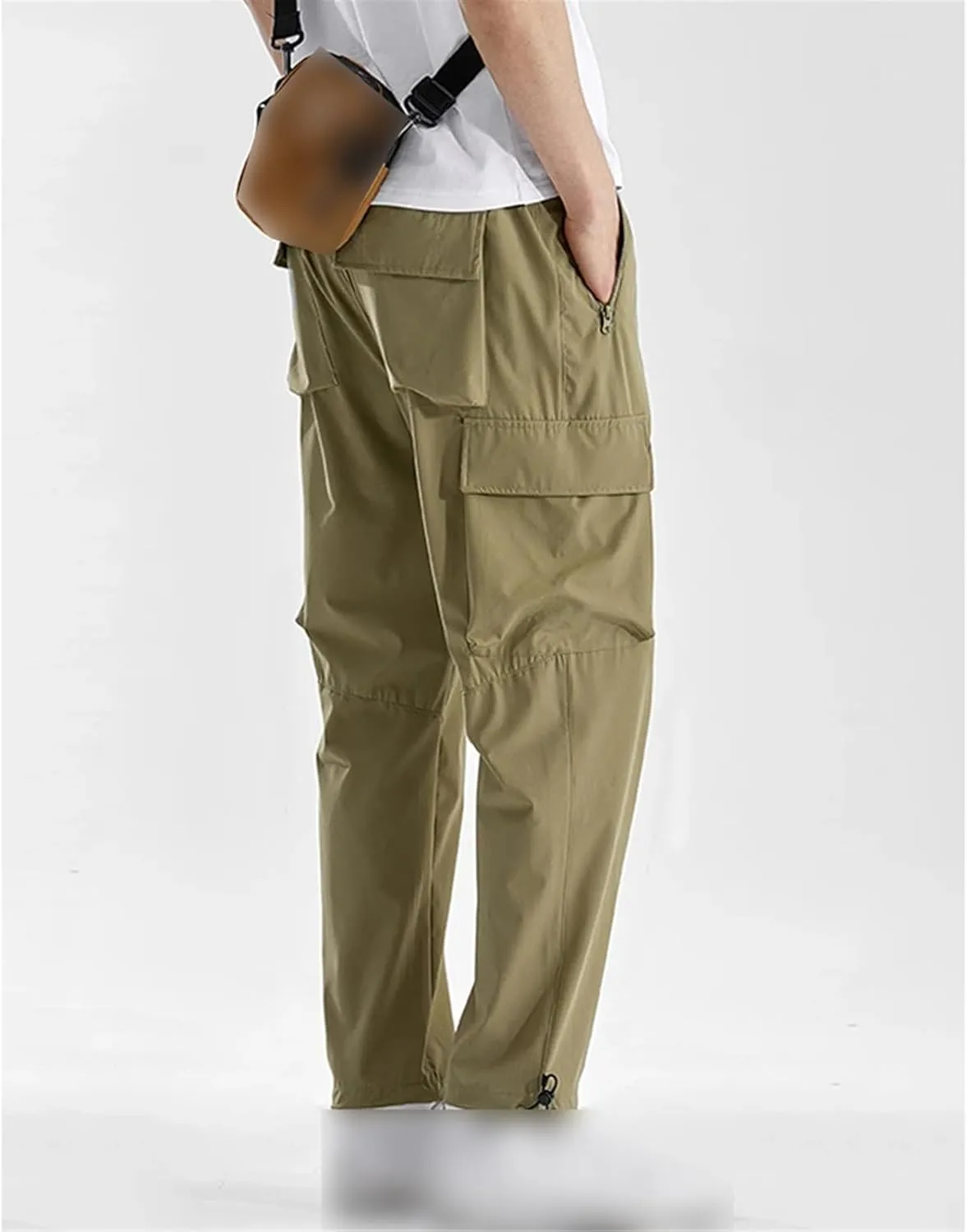 Men's Quick Dry Cargo Pants Plus Size Multi-Pockets Loose Sweatpants Work Joggers Casual Straight Long Trousers Male