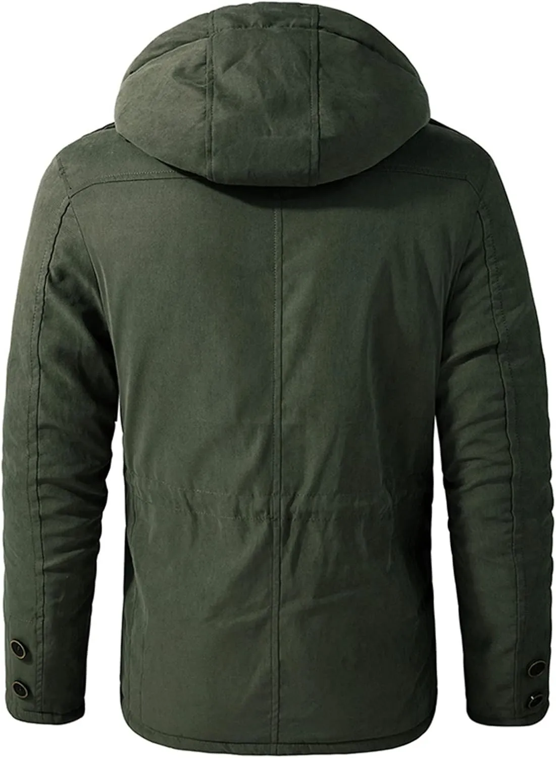Men's Thickened Warm Winter Jacket Cashmere Fleece Inner Cotton Windbreaker Hooded Jacket Parka