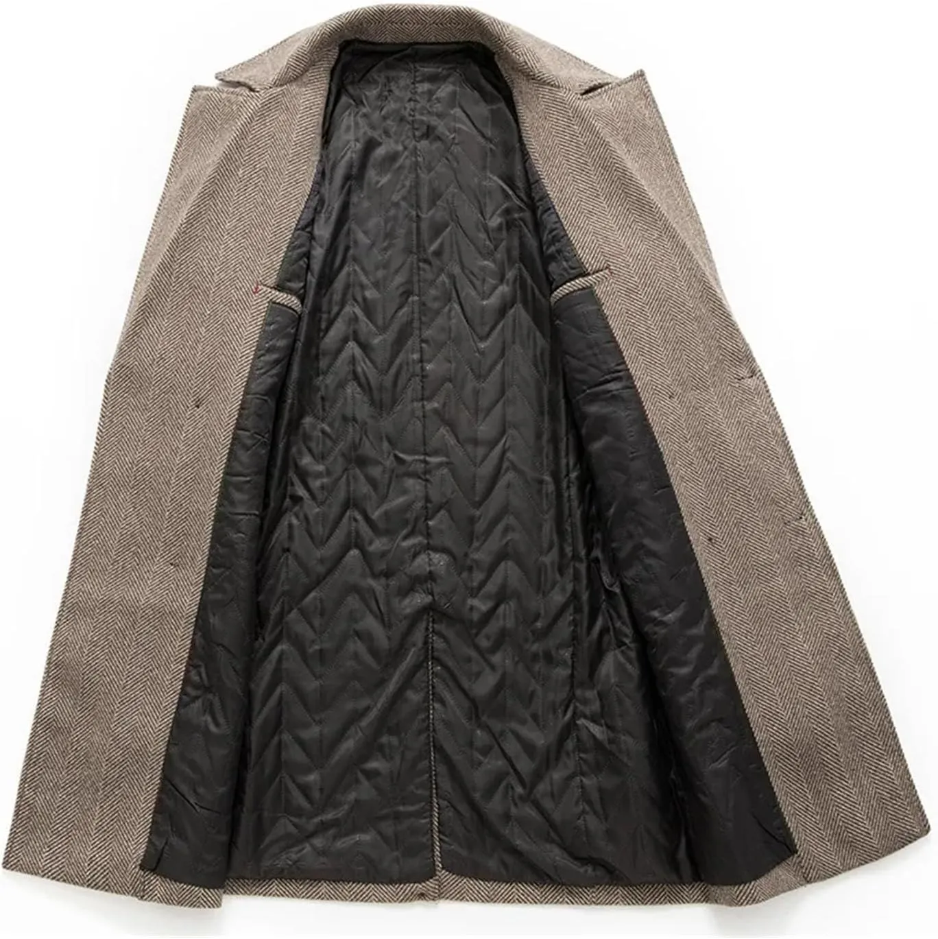 Men's Trench Double Breasted Woolen Coat Business pea coat Casual Winter Thicker Warm Wool Overcoat jacket for men