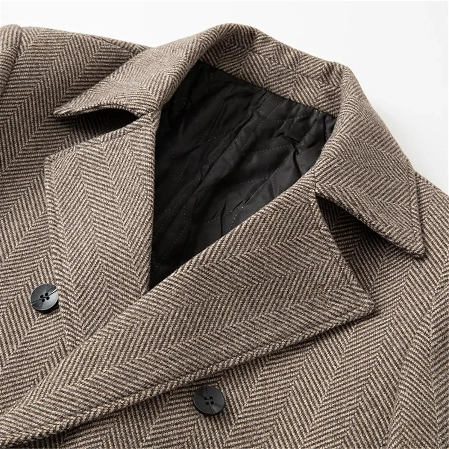 Men's Trench Double Breasted Woolen Coat Business pea coat Casual Winter Thicker Warm Wool Overcoat jacket for men