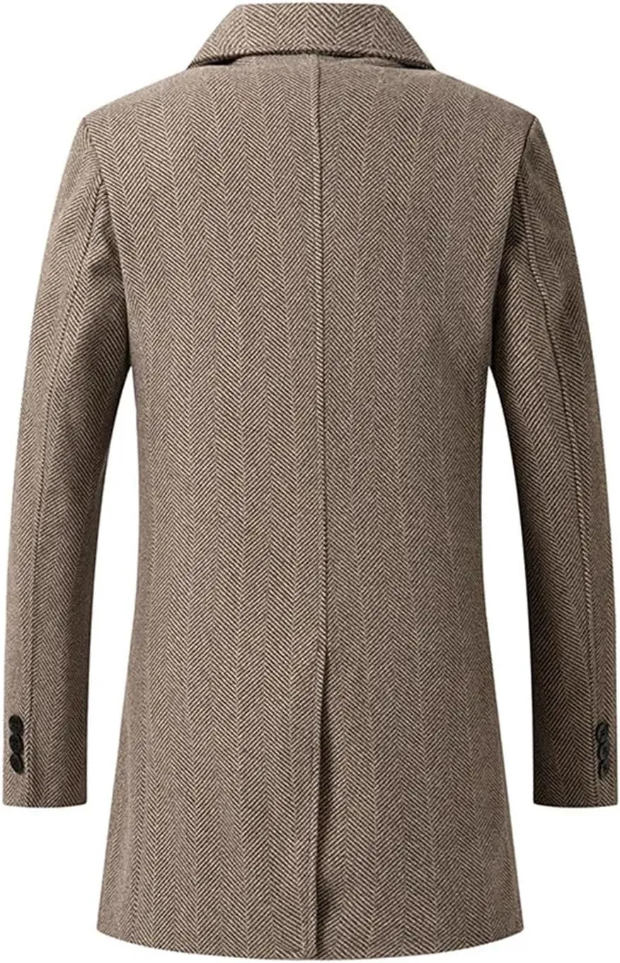 Men's Trench Double Breasted Woolen Coat Business pea coat Casual Winter Thicker Warm Wool Overcoat jacket for men