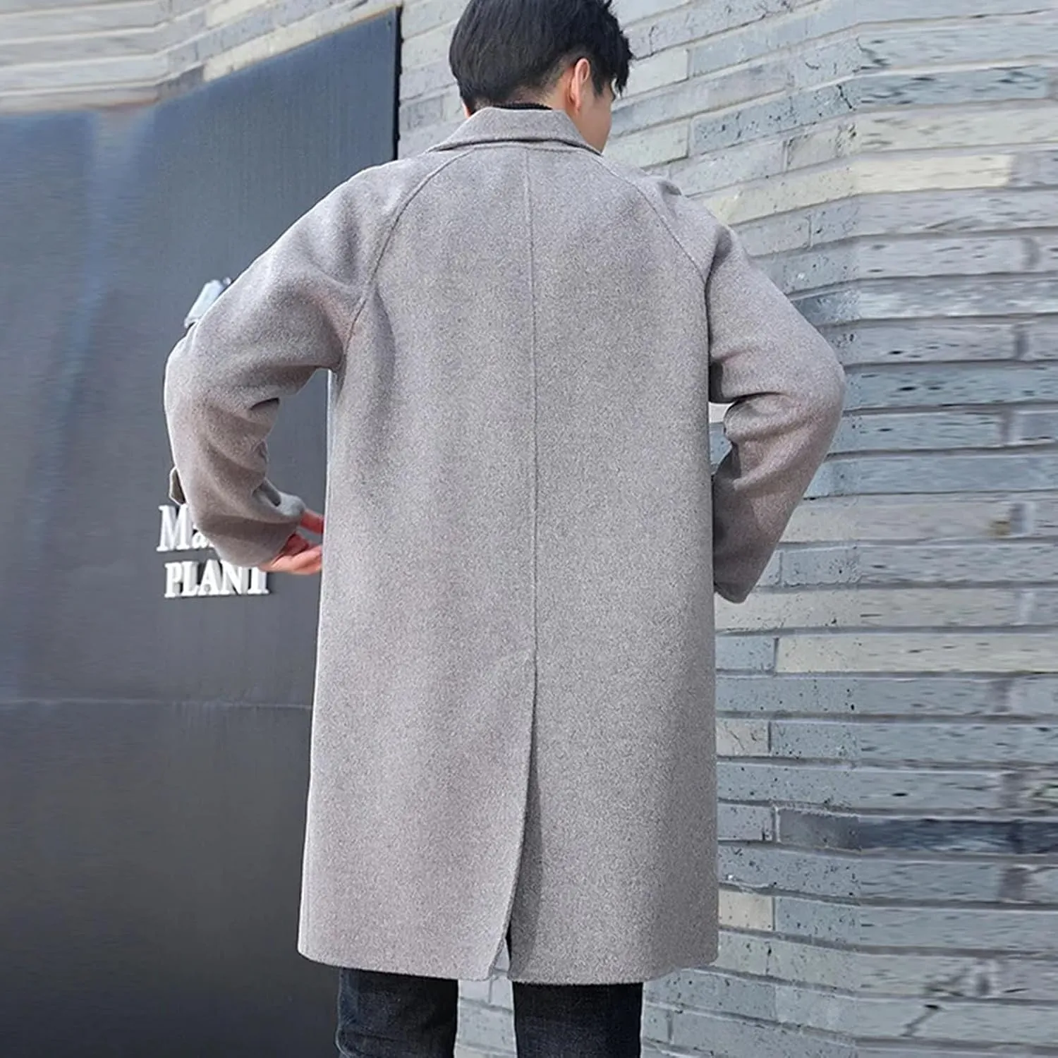Men's Trench Double-Sided Coat 100 percent Wool Slim fit Slim Business pea coat Winter Warm long jacket for men Windbreaker