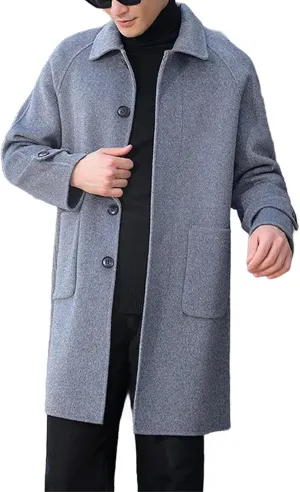 Men's Trench Double-Sided Coat 100 percent Wool Slim fit Slim Business pea coat Winter Warm long jacket for men Windbreaker