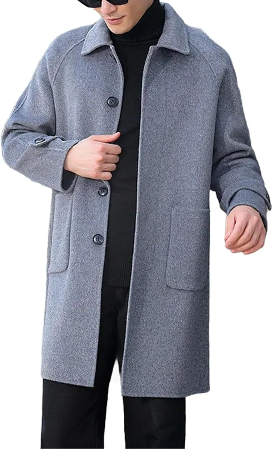 Men's Trench Double-Sided Coat 100 percent Wool Slim fit Slim Business pea coat Winter Warm long jacket for men Windbreaker
