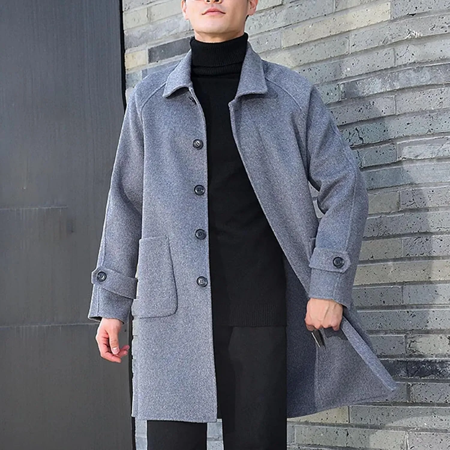 Men's Trench Double-Sided Coat 100 percent Wool Slim fit Slim Business pea coat Winter Warm long jacket for men Windbreaker