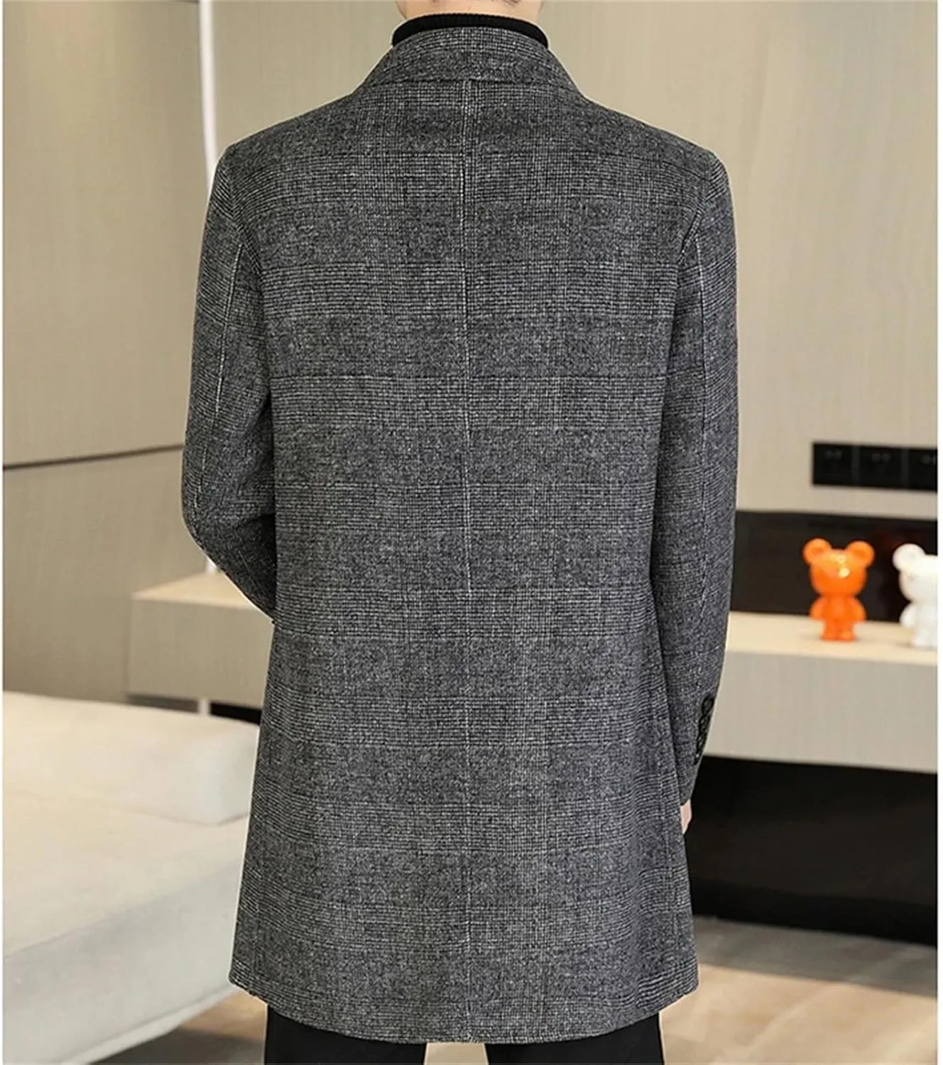Men's Trench Woolen Coat Business pea coat Slim Winter Warm peacoat jacket Wool Overcoat Outwear Thick Jacket