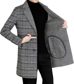 Men's Trench Woolen Coat Business pea coat Slim Winter Warm peacoat jacket Wool Overcoat Outwear Thick Jacket