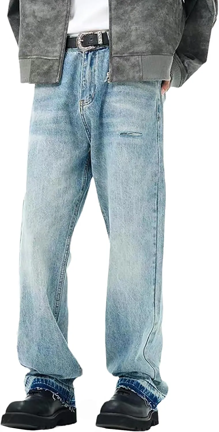 Men's Vintage Loose Fit Ripped Straight Leg Jeans