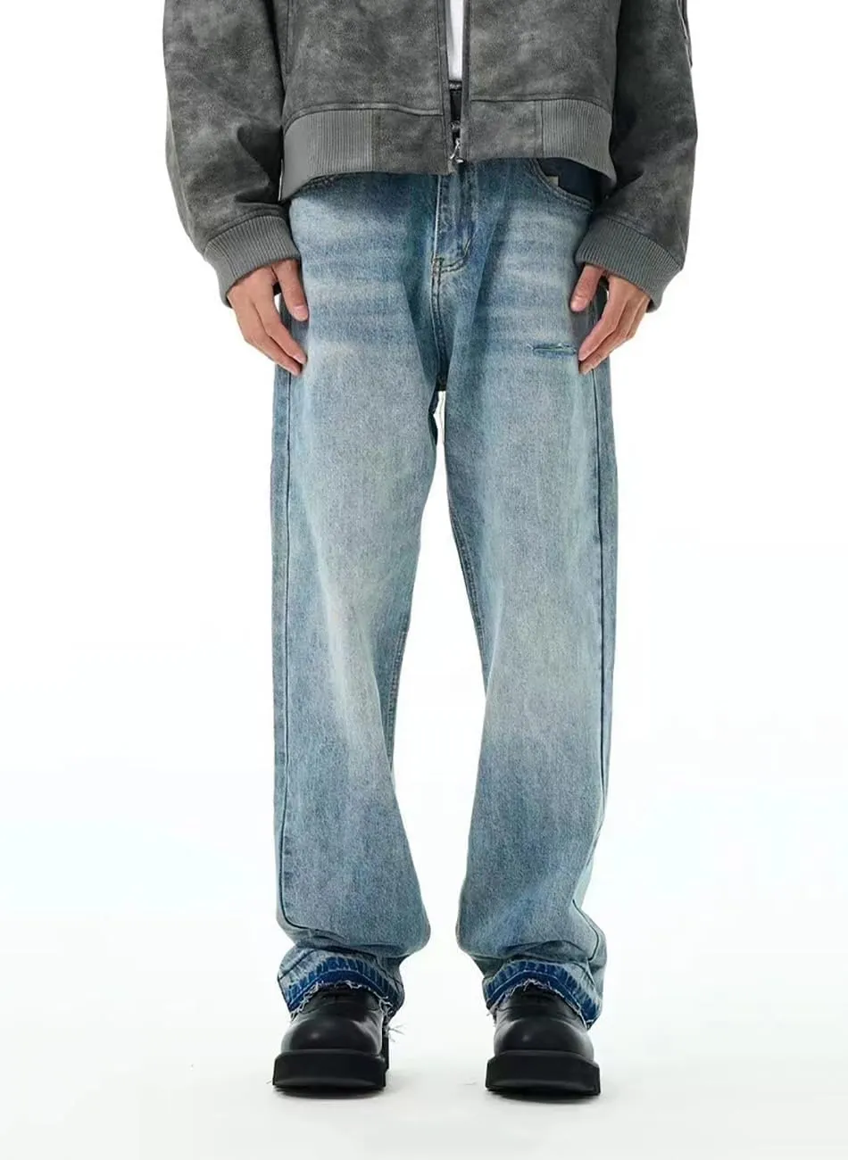Men's Vintage Loose Fit Ripped Straight Leg Jeans