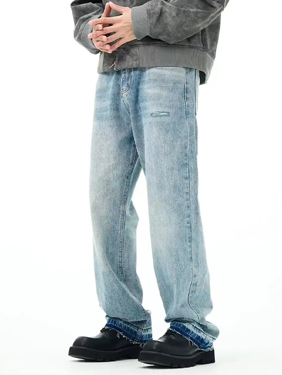 Men's Vintage Loose Fit Ripped Straight Leg Jeans