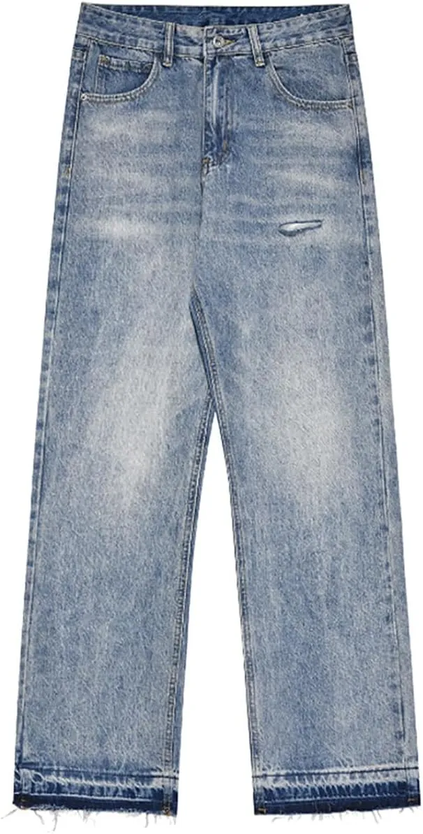 Men's Vintage Loose Fit Ripped Straight Leg Jeans