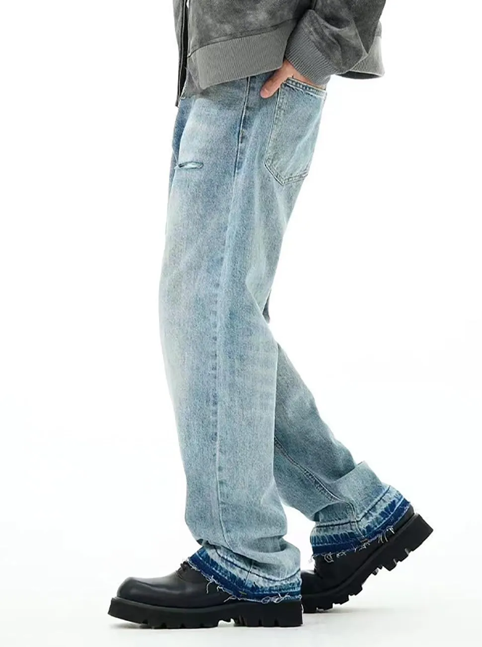 Men's Vintage Loose Fit Ripped Straight Leg Jeans