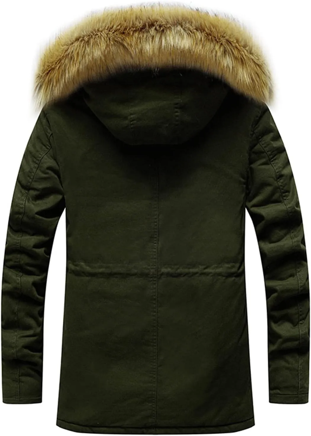 Men's Winter Jacket Hooded Fur Collar Thickened Jacket Fleece Lined Parka Casual Windproof Thermal Coat