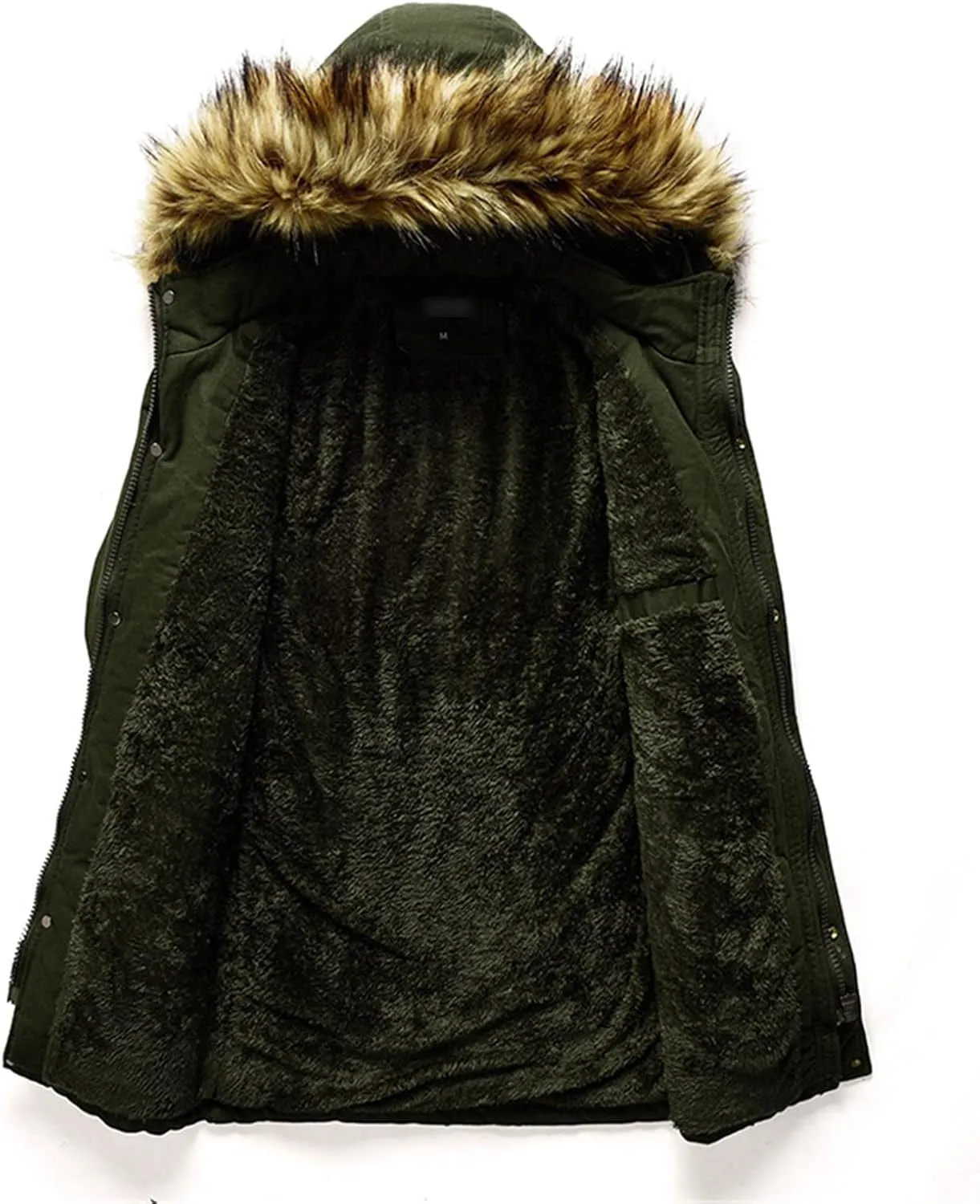 Men's Winter Jacket Hooded Fur Collar Thickened Jacket Fleece Lined Parka Casual Windproof Thermal Coat