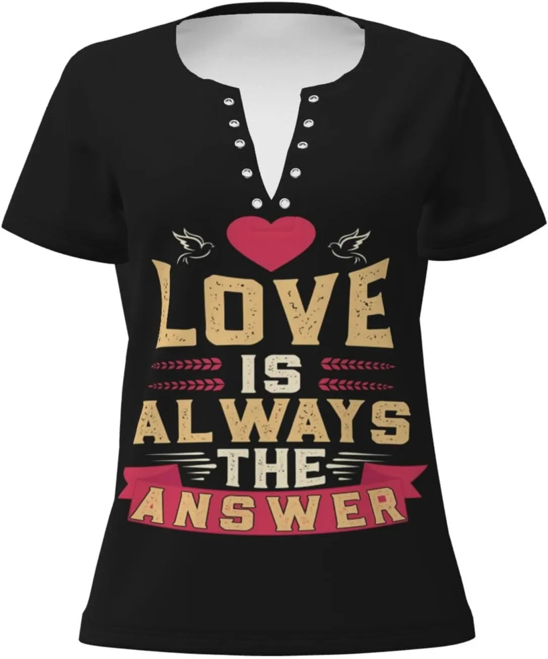Never Give Up Womens Deep v Neck T-Shirts Short Sleeve Shirts Casual Tee Tops Slim Fit T-Shirt