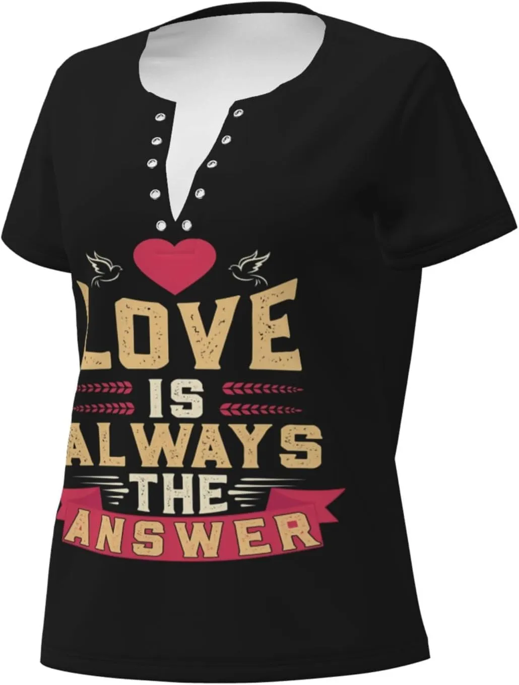 Never Give Up Womens Deep v Neck T-Shirts Short Sleeve Shirts Casual Tee Tops Slim Fit T-Shirt
