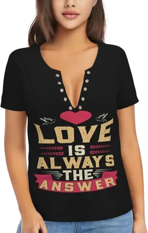 Never Give Up Womens Deep v Neck T-Shirts Short Sleeve Shirts Casual Tee Tops Slim Fit T-Shirt