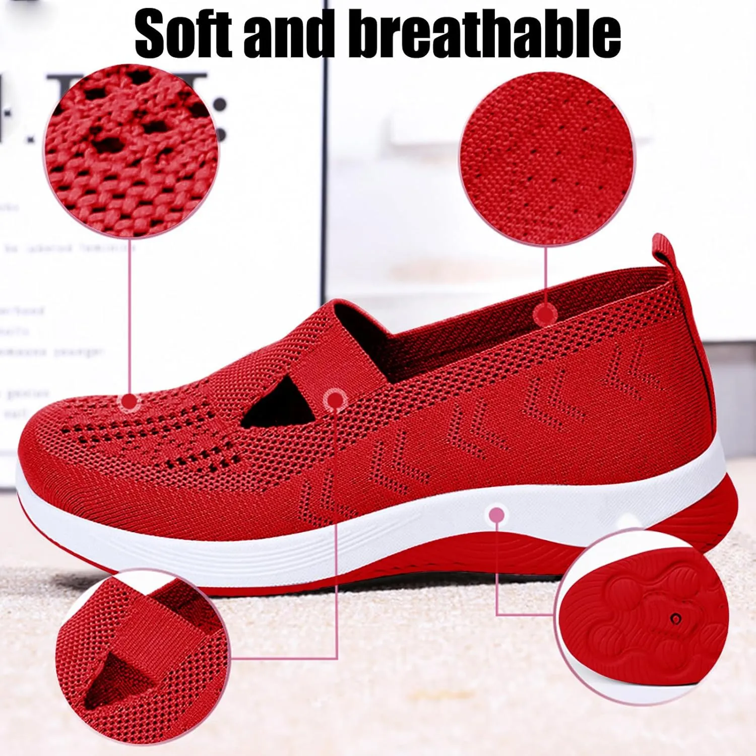 Orthopedic Shoes for Women Woven Orthopedic Breathable Soft Shoes Comfort Wear Orthowear Shoe Mesh Walking Sneakers