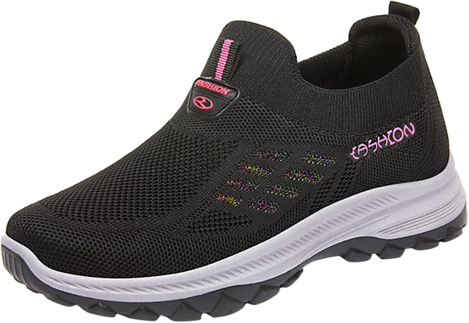 Orthopedic Sneakers for Women Mesh Comfortable Woven Sneaker Breathable Slip On Walking Shoes with Arch Support Wide Width Casual Shoes
