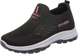 Orthopedic Sneakers for Women Mesh Comfortable Woven Sneaker Breathable Slip On Walking Shoes with Arch Support Wide Width Casual Shoes