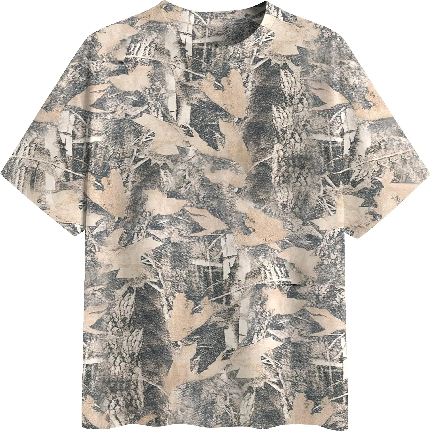 Oversized Camo Shirts for Women Men Maple Leaf Print Short Sleeve Crewneck T-Shirt Casual Loose Y2k Graphic Tee Tops