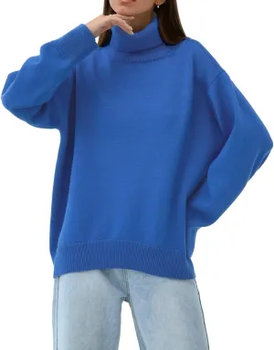 PEHMEA Women Turtleneck Oversized Sweaters Fall Winter 2023 Long Batwing Sleeve Pullover Sweater Knit Tops