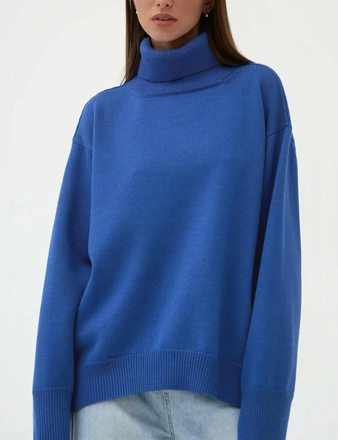 PEHMEA Women Turtleneck Oversized Sweaters Fall Winter 2023 Long Batwing Sleeve Pullover Sweater Knit Tops