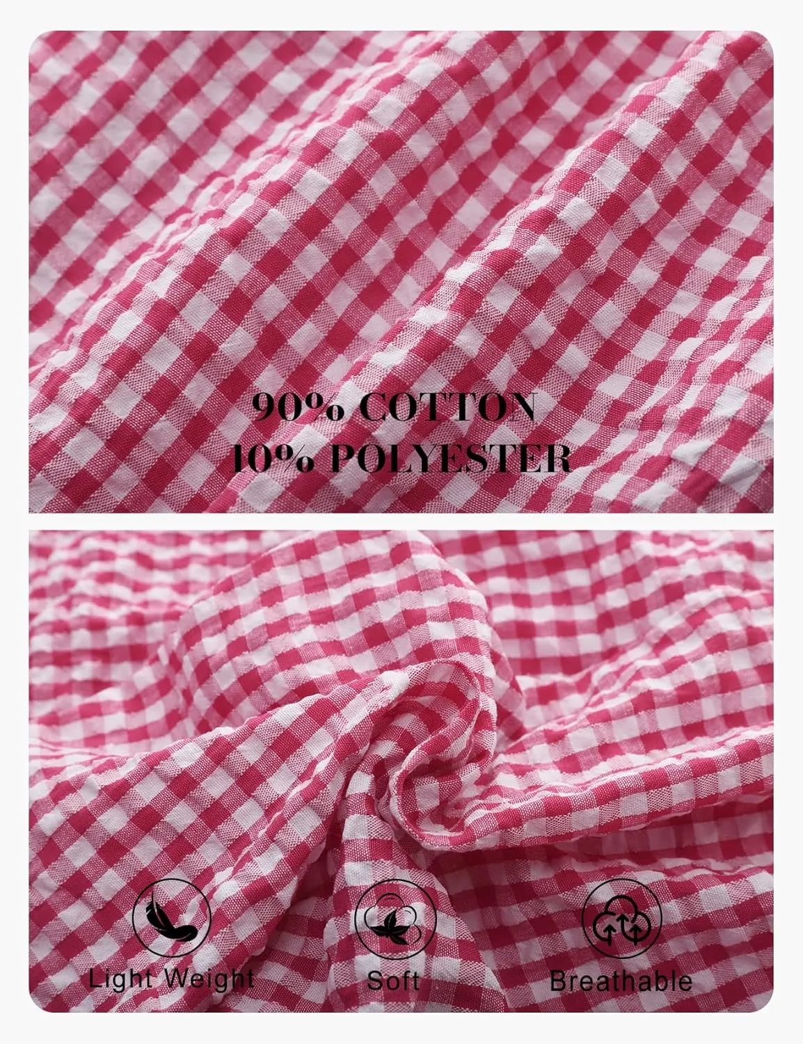 PEHMEA Women's Gingham Lounge Pants with Pockets, Wide Leg Pajama Elastic Waist Casual Loose Fit Checkered Long Trousers
