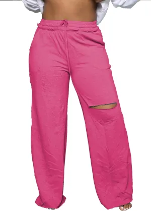 PINSV Wide Leg Pants for Women Drawstring Baggy Casual Sweatpants