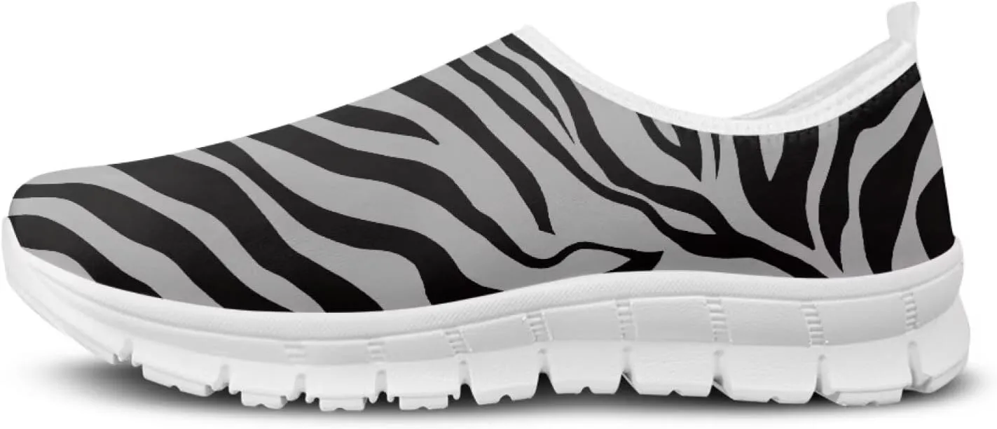 Pop Leopard Print Slip on Shoes Women Low Top Casual Mesh Shoes with Arch Support Insole Business Work Outdoor Sneaker