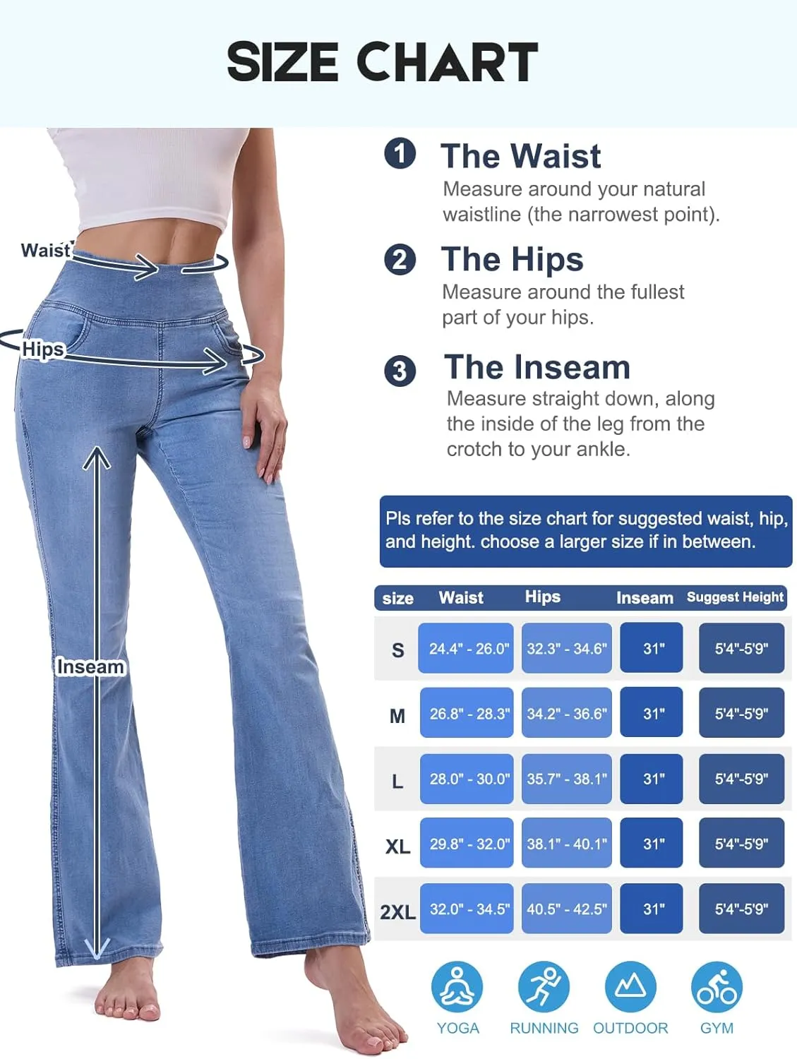 Pull on Flare Jeans for Women, Trendy Stretchy High Waisted Bell Bottom Skinny Boot Cut Jeans Legging for Women