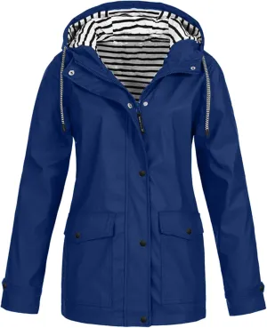 Rain Jacket Women Waterproof with Hood Raincoat Lightweight Lined Long Sleeve Coats Plus Size