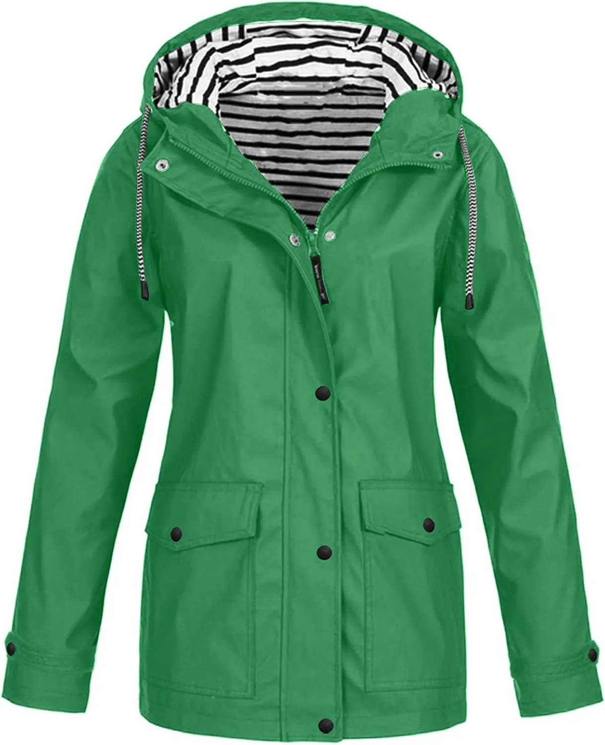 Rain Jacket Women Waterproof with Hood Raincoat Lightweight Lined Long Sleeve Coats Plus Size