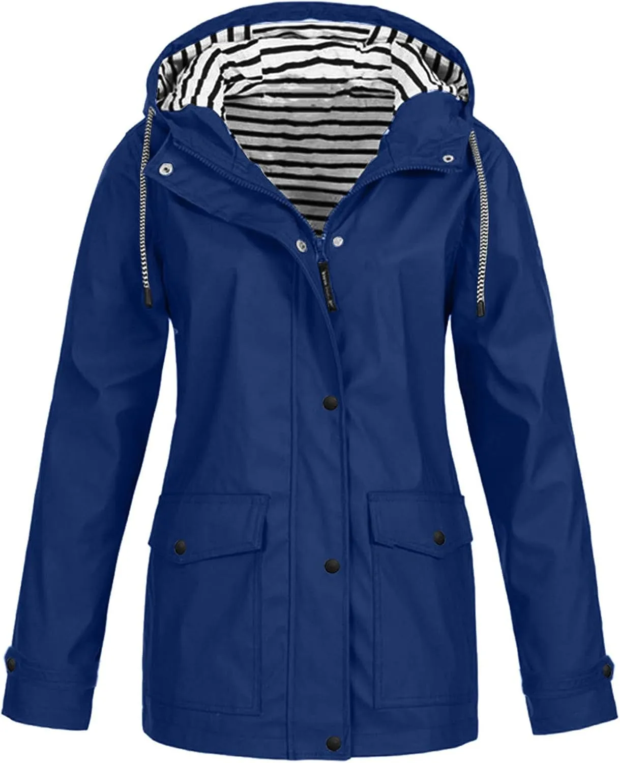Rain Jacket Women Waterproof with Hood Raincoat Lightweight Lined Long Sleeve Coats Plus Size