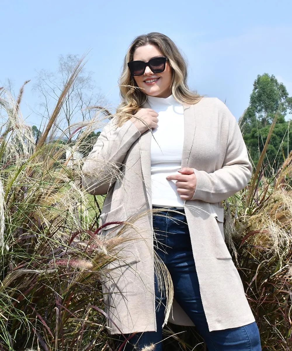 RITERA Plus Size Cardigan Sweaters for Women Long Sleeve Open Front Lapel Collar Jacket Pocket Winter Coatigan XL-5XL