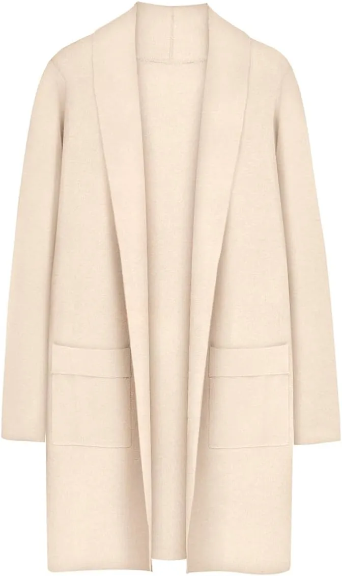 RITERA Plus Size Cardigan Sweaters for Women Long Sleeve Open Front Lapel Collar Jacket Pocket Winter Coatigan XL-5XL