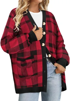 RITERA Womens Plus Size Cardigans Sweatershirts Coat Open Front Button Up Long Sleeeve Oversize Winter Outfit XL-5XL