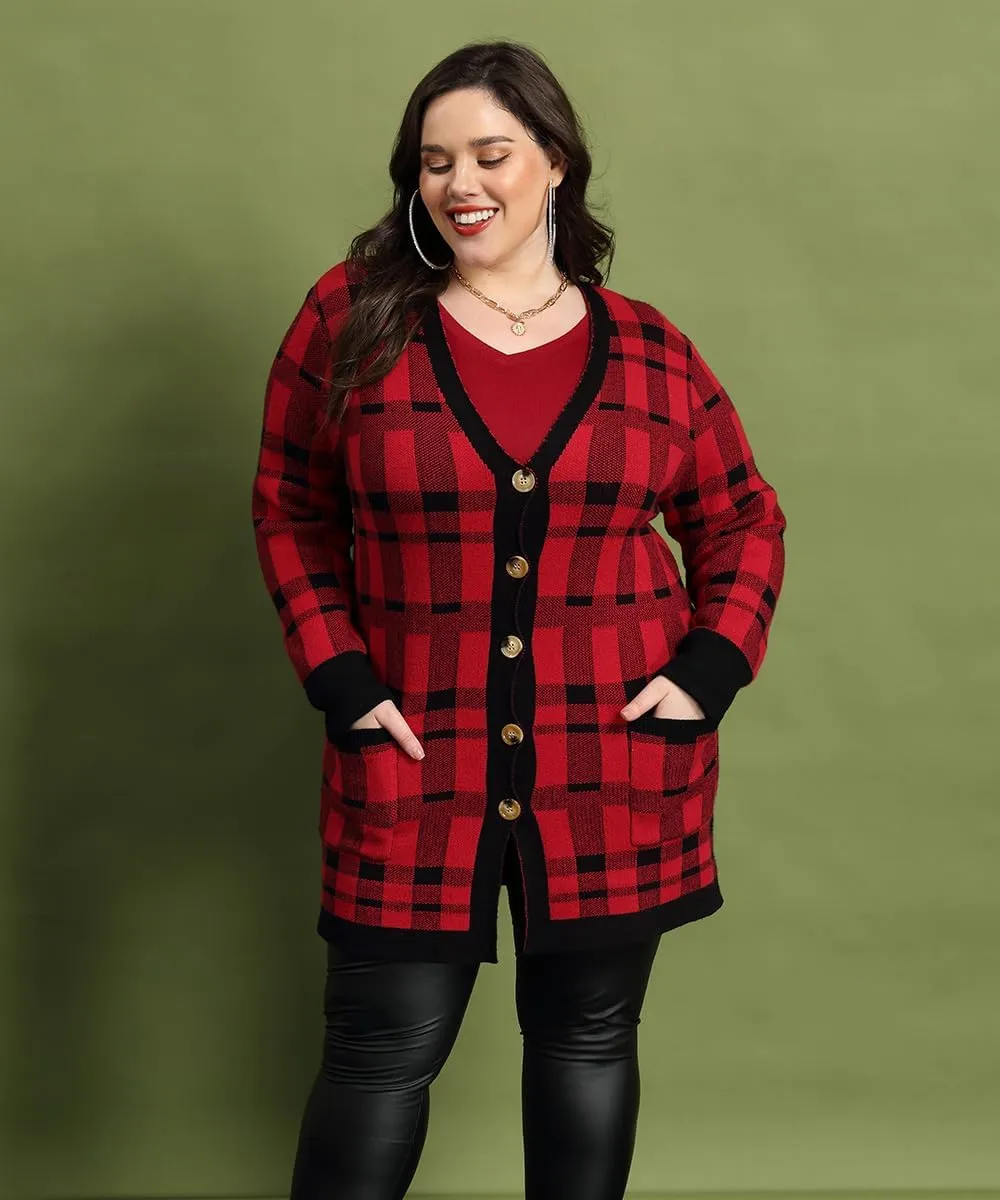 RITERA Womens Plus Size Cardigans Sweatershirts Coat Open Front Button Up Long Sleeeve Oversize Winter Outfit XL-5XL