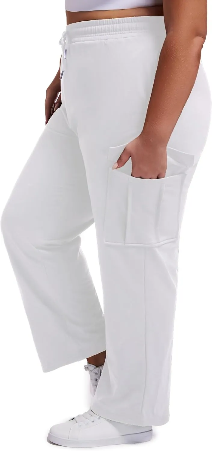 SEKINO Women's Plus Size Cargo Sweatpants Casual Wide Straight Leg Pants Drawstring High Waisted Joggers Pants