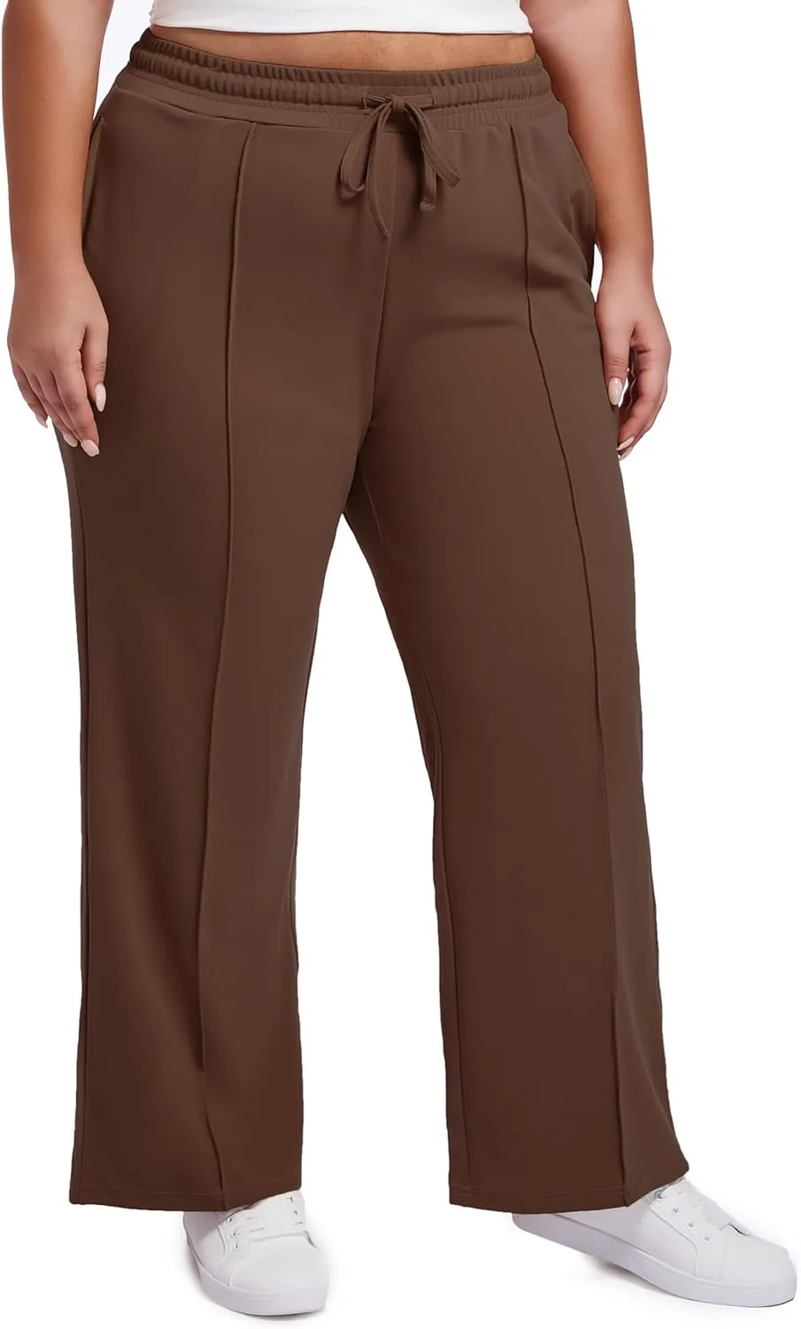 SEKINO Women's Plus Size Wide Straight Leg Pants High Waisted Business Casual Work Pants Trousers with Pockets Drawstring